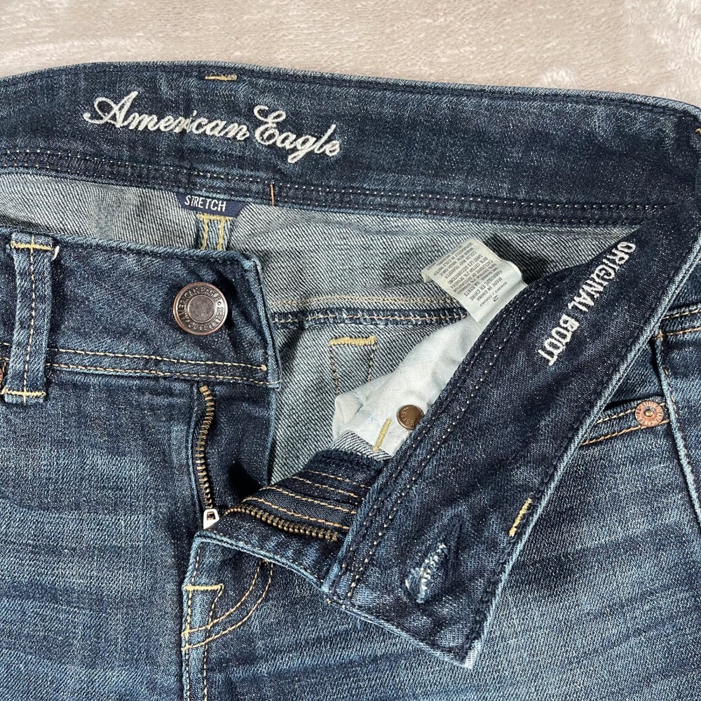 American Eagle Women's Jeans Original Boot Cut Denim Casual 2 Short Blue - Picture 2 of 7